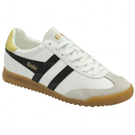 GOLA | SNEAKERS MUJER | TORPEDO-LEATHER-CLB622 WHITE/BLACK/LEMON SNEAKERS