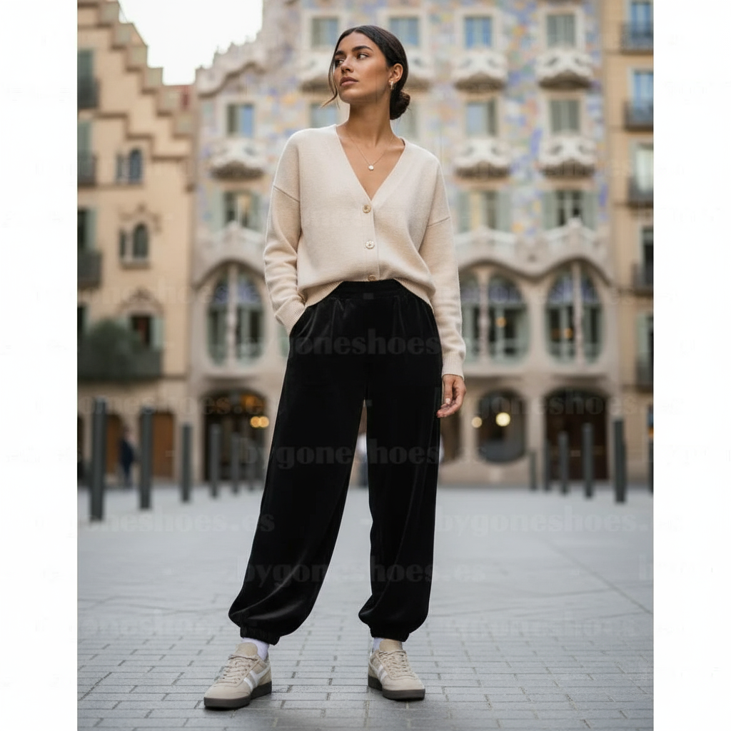 Chica morena con Gola Viper Suede BONE/WHITE/DARK GUM - De pie