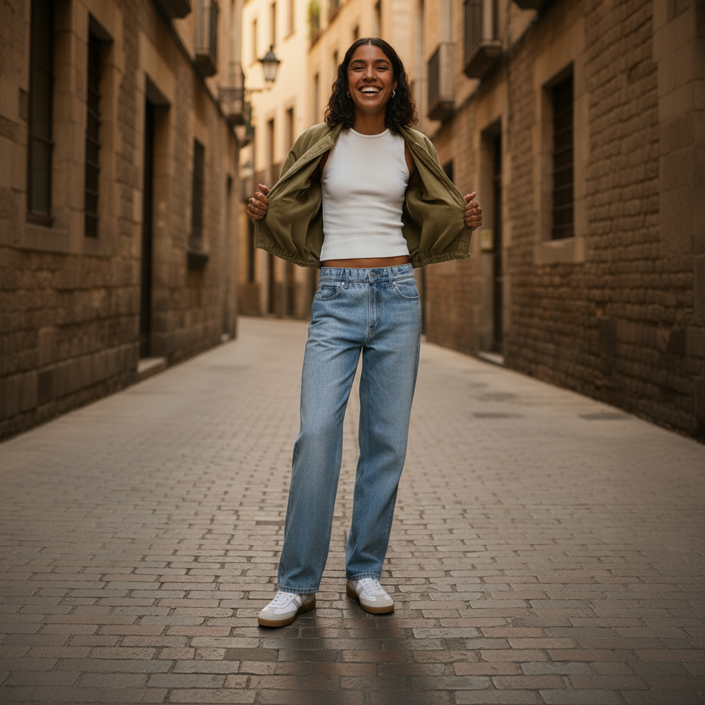 Chica sonriendo Barcelona 1:1