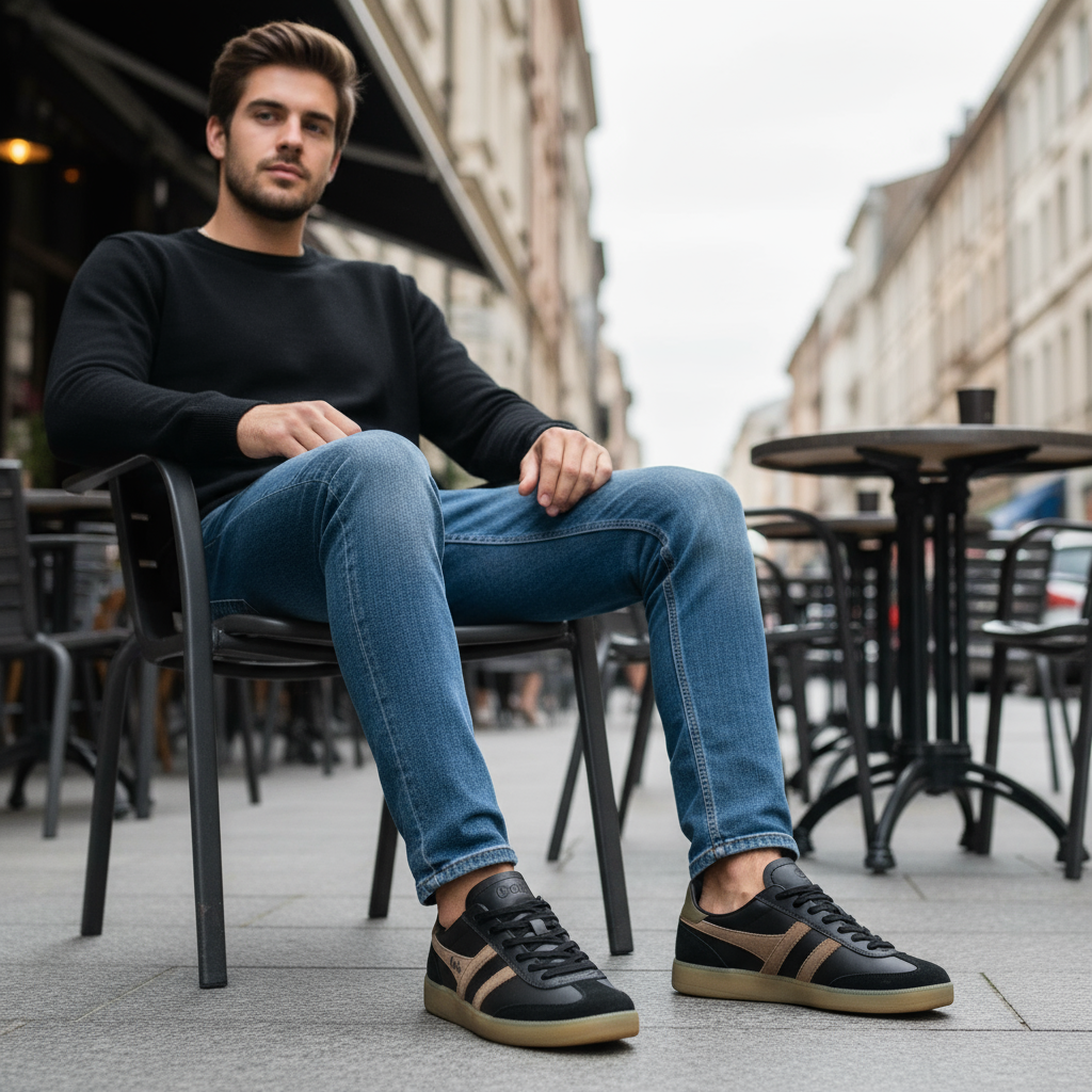 GOLA|SNEAKERS HOMBRE| Viper leather BLACK/TABACCO/KHAKI/GUM CMB744|BTKG SNEAKERS