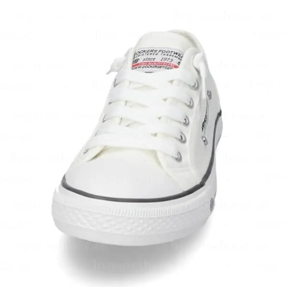 DOCKERS BY GERLI|SNEAKERS MUJER|CANVAS LONA-WHITE VE201|WHITE SNEAKERS