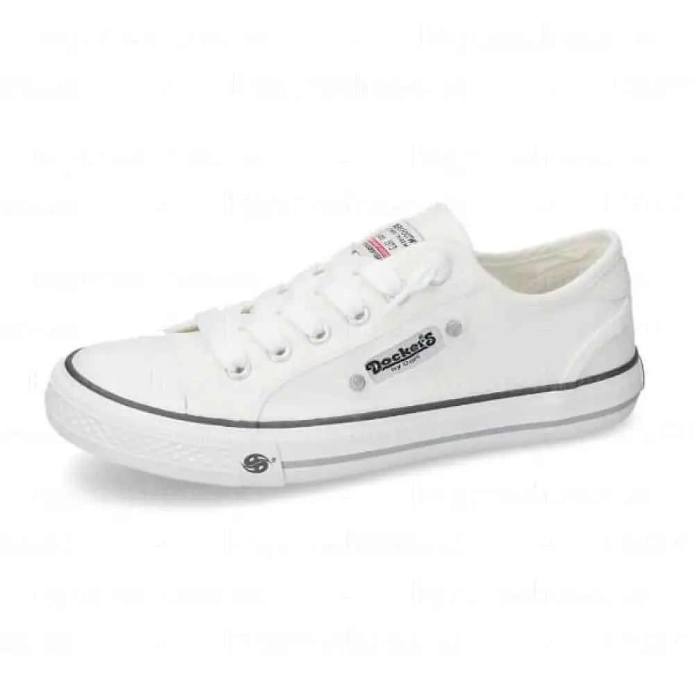 DOCKERS BY GERLI|SNEAKERS MUJER|CANVAS LONA-WHITE VE201|WHITE SNEAKERS