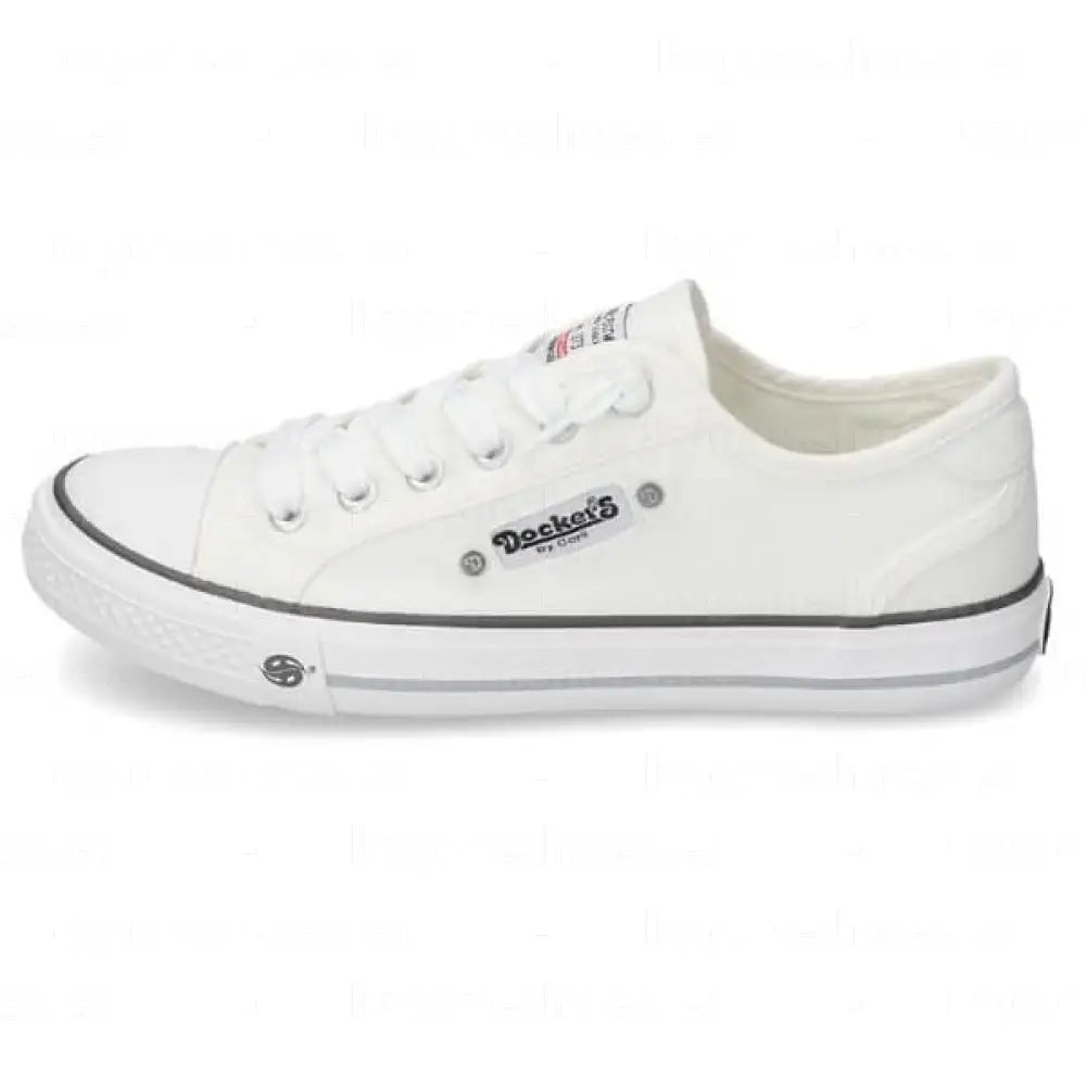 DOCKERS BY GERLI|SNEAKERS MUJER|CANVAS LONA-WHITE VE201|WHITE SNEAKERS