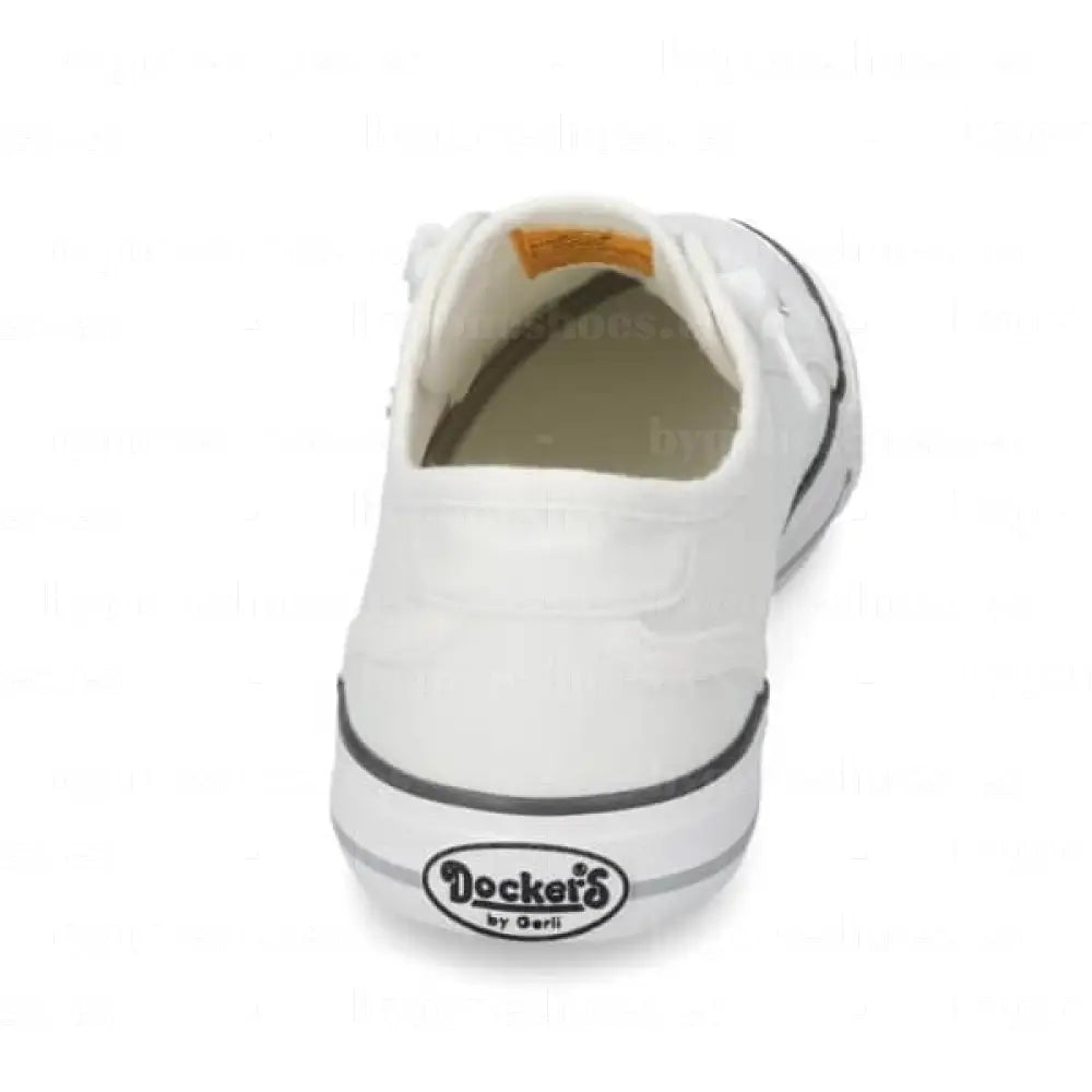DOCKERS BY GERLI|SNEAKERS MUJER|CANVAS LONA-WHITE VE201|WHITE SNEAKERS
