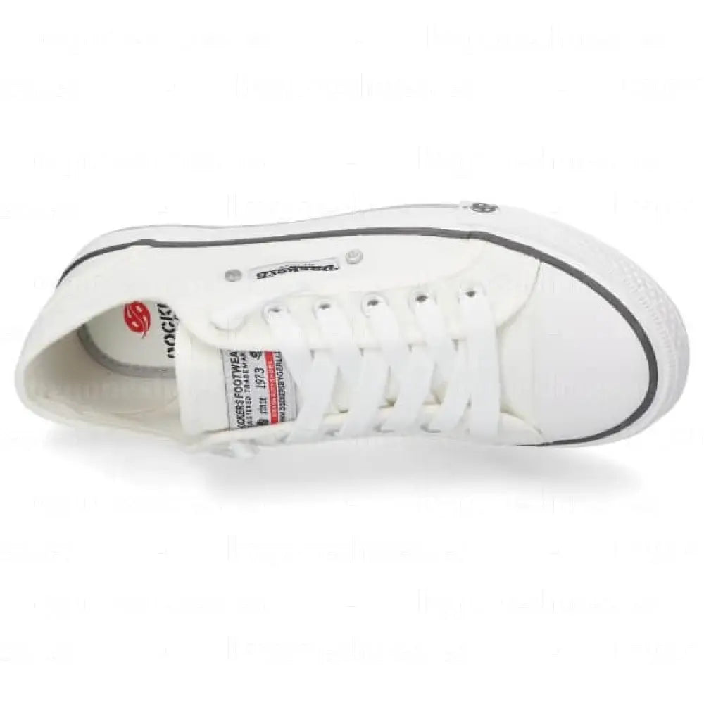 DOCKERS BY GERLI|SNEAKERS MUJER|CANVAS LONA-WHITE VE201|WHITE SNEAKERS