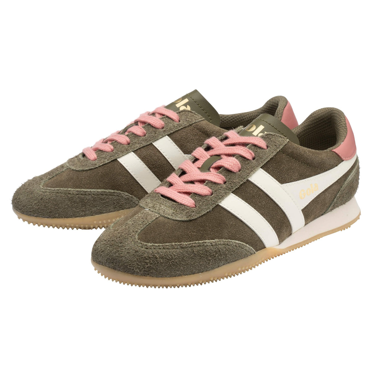 GOLA|SNEAKERS MUJER| Sprinter suede KHAKI/OFF WHITE/CORAL PINK CLB912|KOWCP