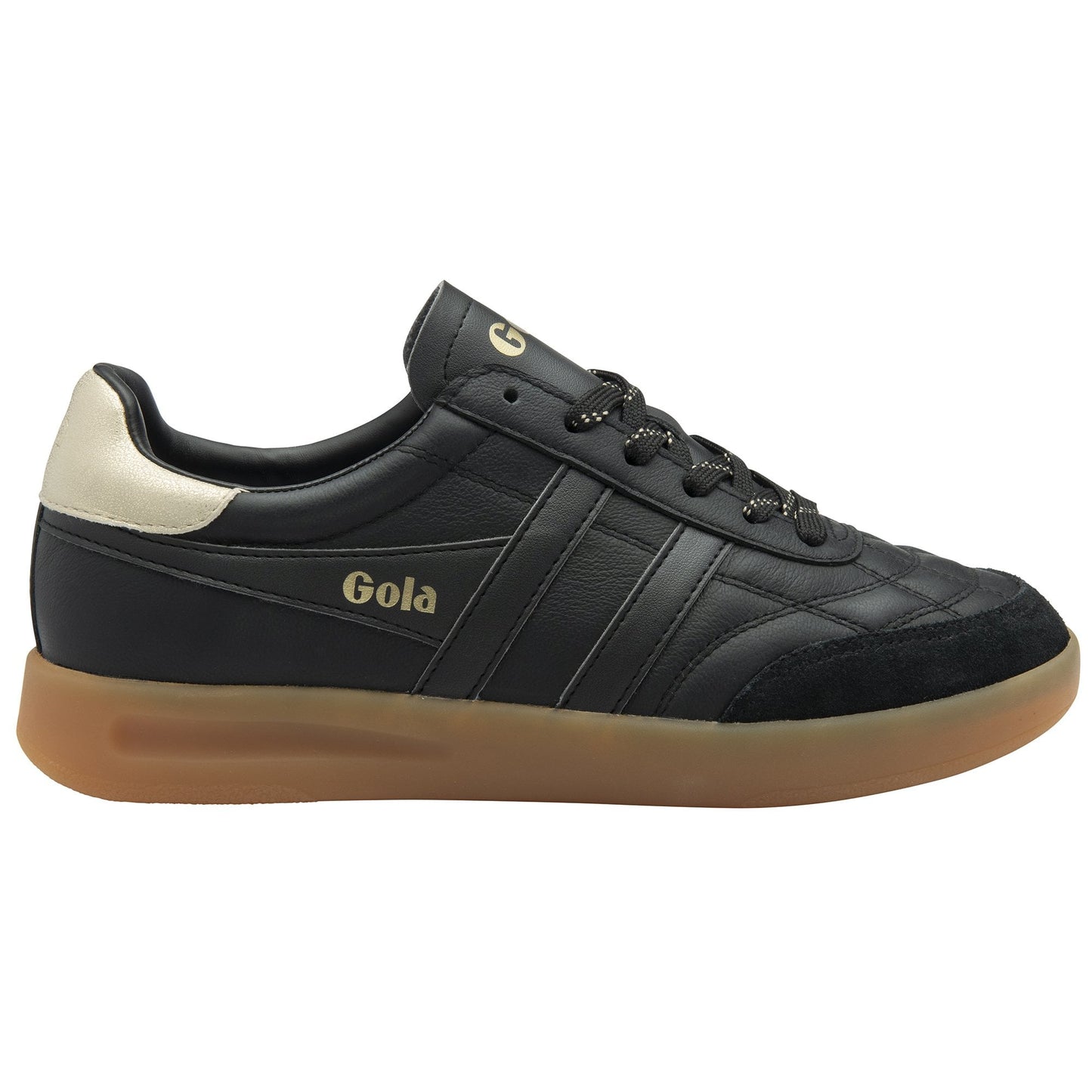 GOLA|SNEAKERS MUEJR|STADIA LEATHER-BLACK/GOLD/GUM CLB785|BGG