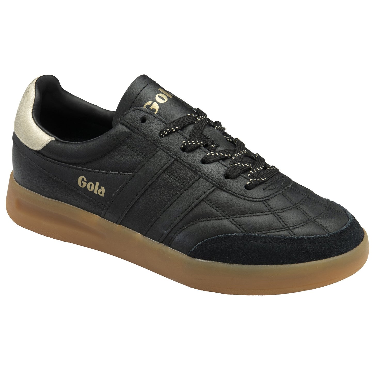 GOLA|SNEAKERS MUEJR|STADIA LEATHER-BLACK/GOLD/GUM CLB785|BGG