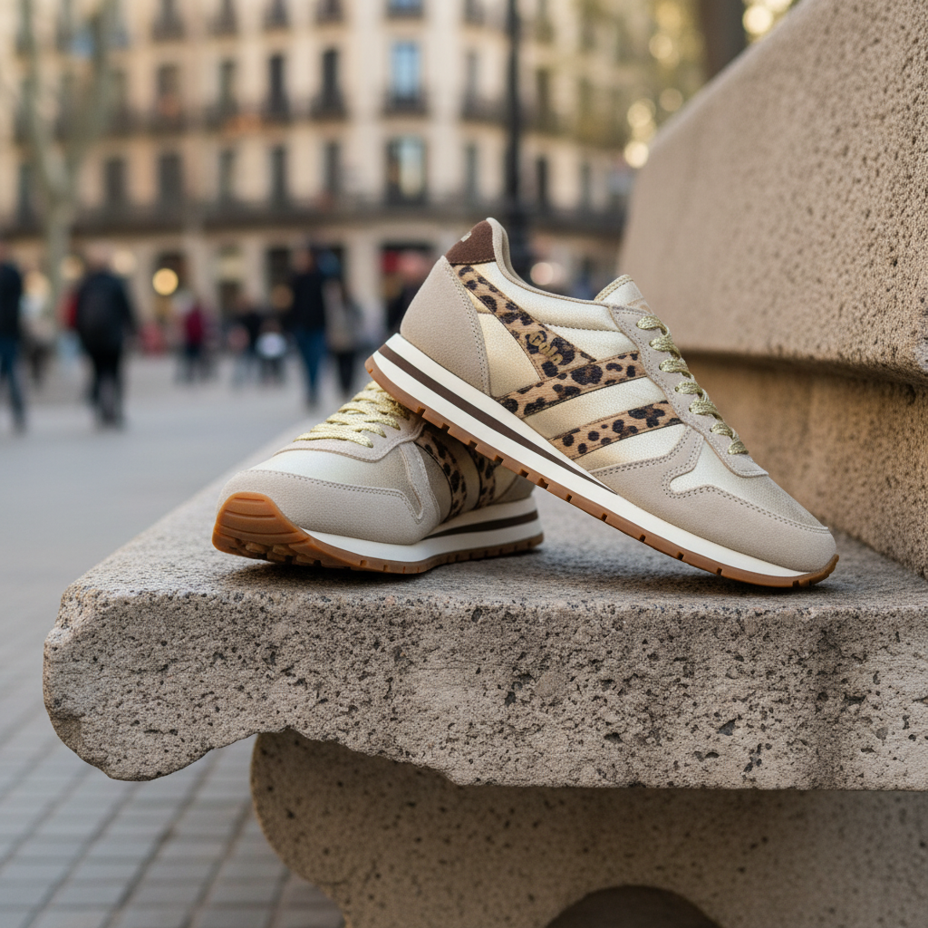 Gola Daytona Blaze en banco de piedra Barcelona