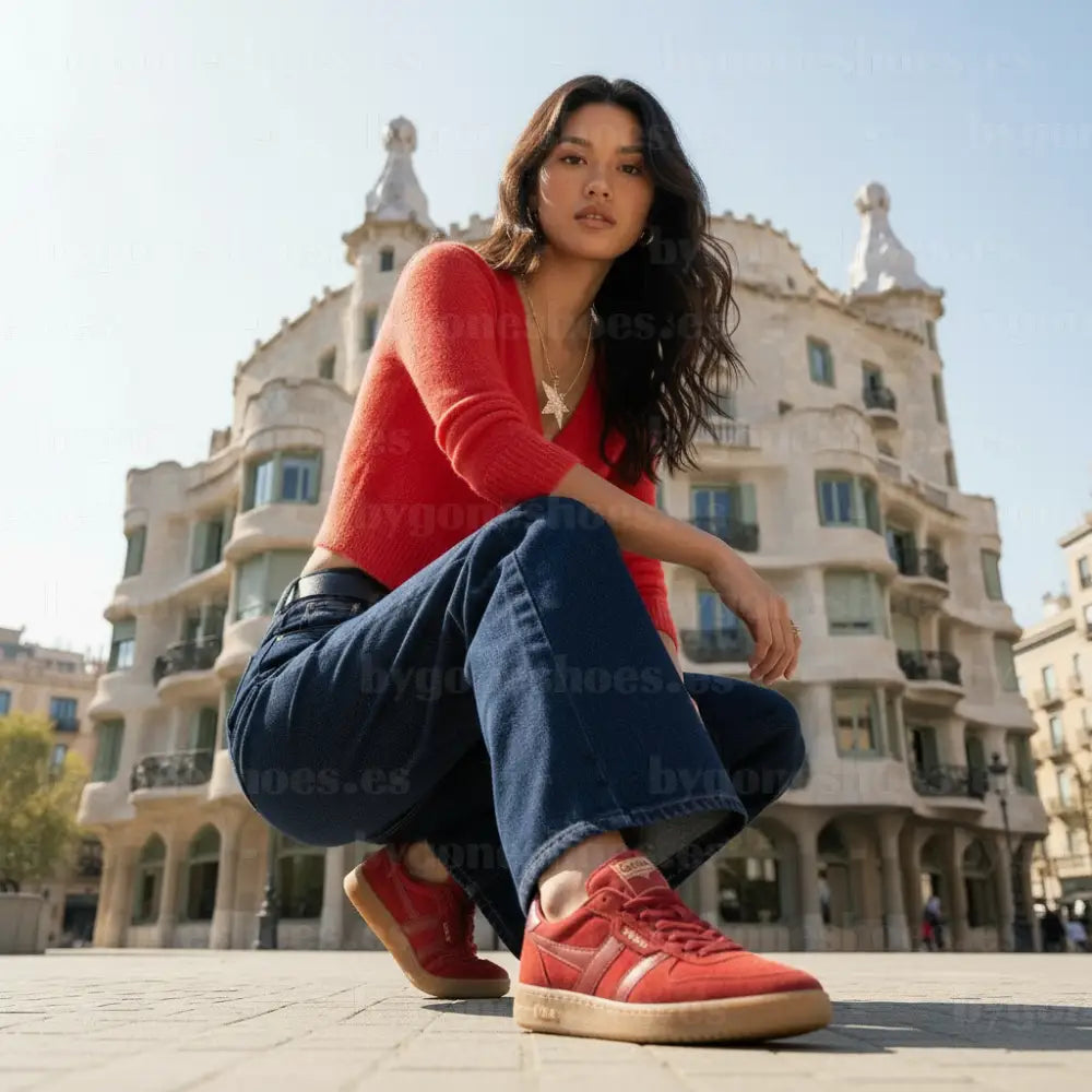 GOLA| SNEAKER MUJER| Hawk suede RED/GUM CLB571|REGU SNEAKERS