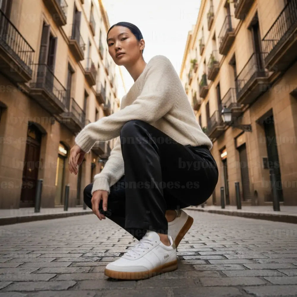 GOLA|SNEAKER MUJER | Stadia leather WHITE/GOLD/GUM CLB785|WGG SNEAKERS