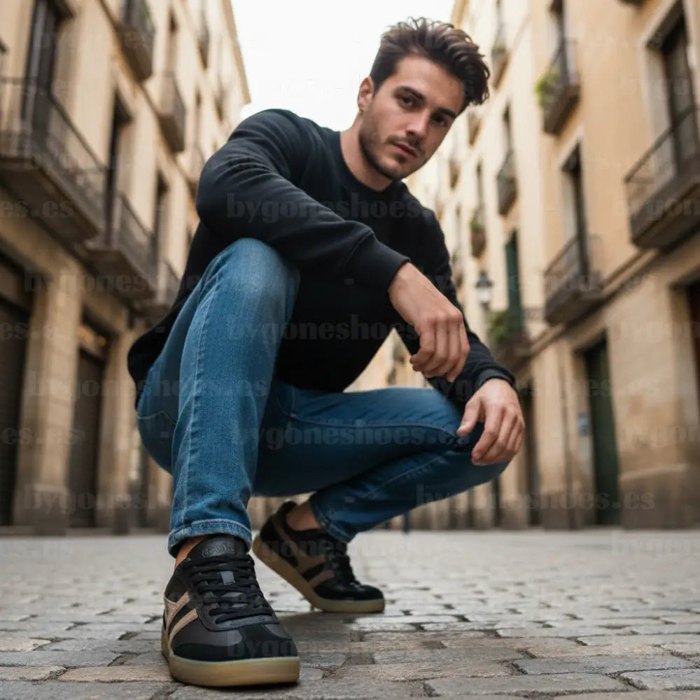 GOLA|SNEAKERS HOMBRE| Viper leather BLACK/TABACCO/KHAKI/GUM CMB744|BTKG SNEAKERS