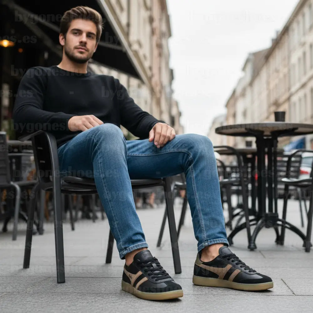 GOLA|SNEAKERS HOMBRE| Viper leather BLACK/TABACCO/KHAKI/GUM CMB744|BTKG SNEAKERS