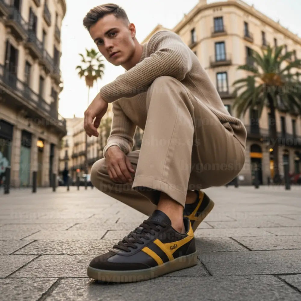 GOLA|SNEAKERS HOMBRE| Viper Leather DARK BROWN/SUN/GUM CMB744|DBSG SNEAKERS