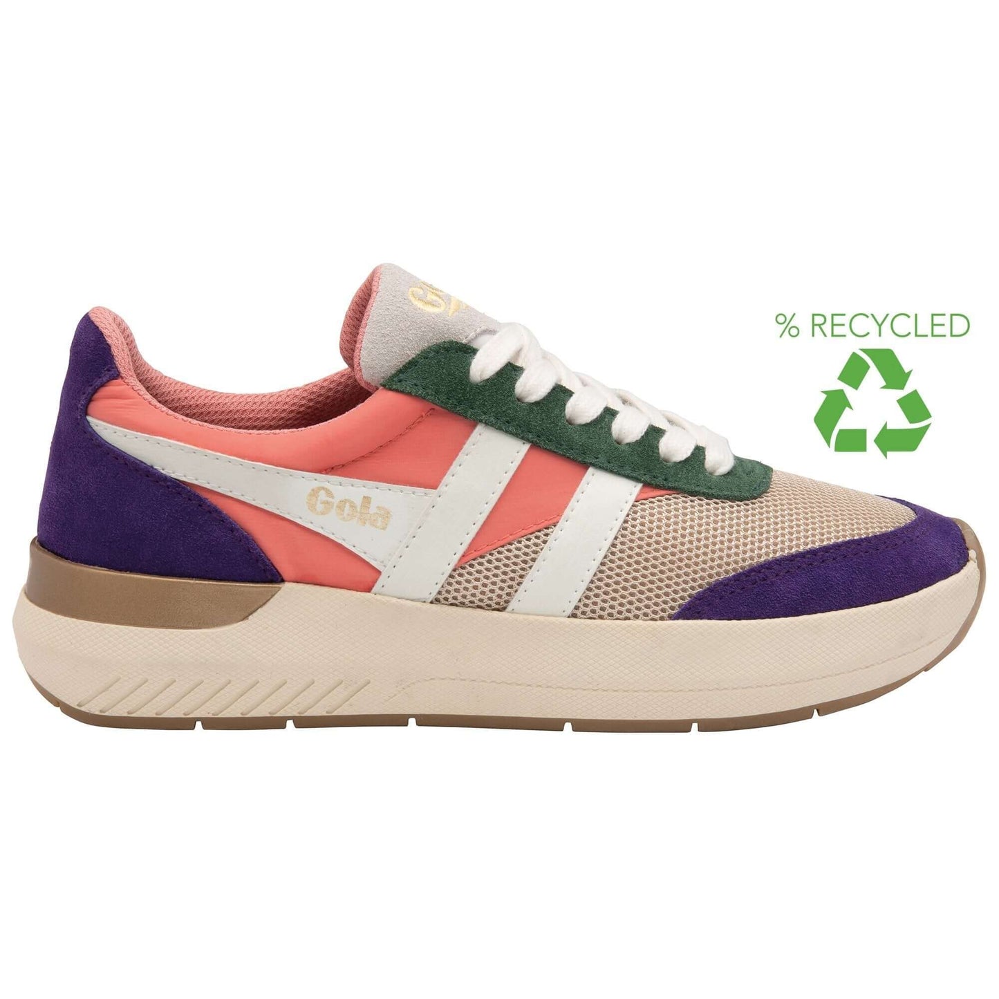 GOLA | WOMEN'S SNEAKERS | RAVEN-CLB516 WHEAT/CORAL PINK/ROYAL PURPLE
