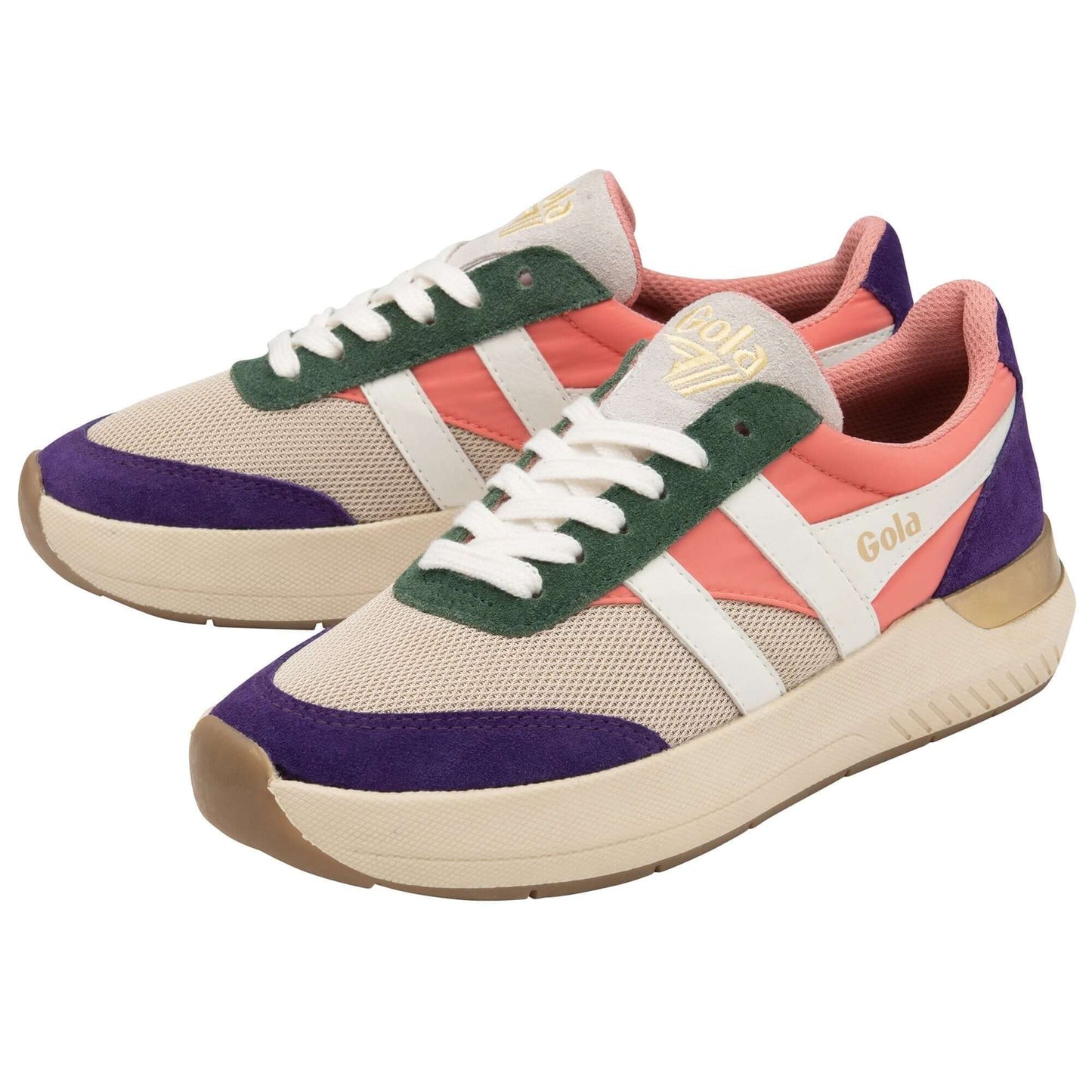 GOLA | WOMEN'S SNEAKERS | RAVEN-CLB516 WHEAT/CORAL PINK/ROYAL PURPLE