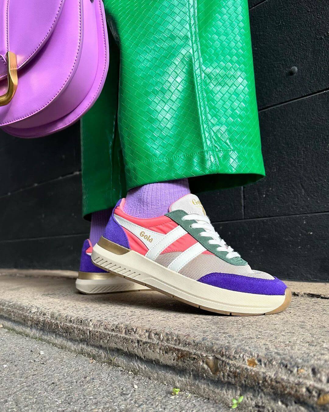 GOLA | WOMEN'S SNEAKERS | RAVEN-CLB516 WHEAT/CORAL PINK/ROYAL PURPLE
