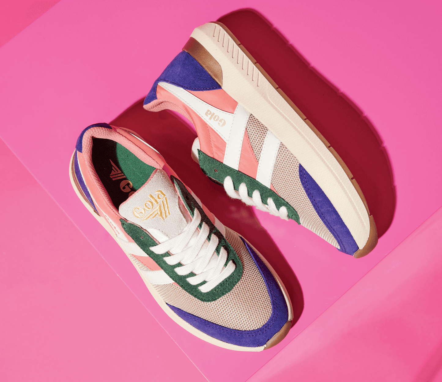 GOLA | WOMEN'S SNEAKERS | RAVEN-CLB516 WHEAT/CORAL PINK/ROYAL PURPLE