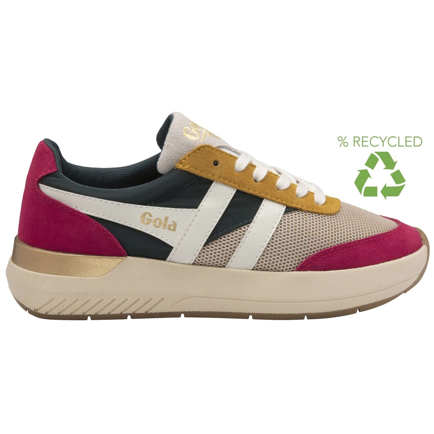 GOLA | SNEAKERS MUJER | RAVEN-CLB516 WHEAT/EVERGREEN/FUCSHIA