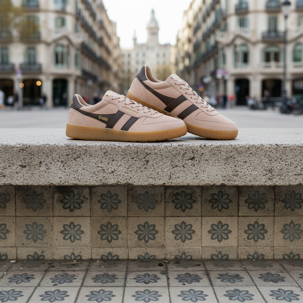 Hawk Suede en banco de piedra Barcelona