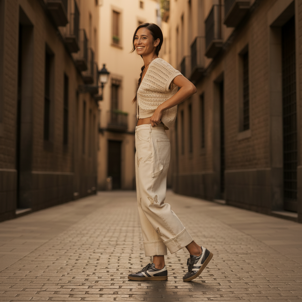 Mujer con Gola Viper en el Gótico de Barcelona