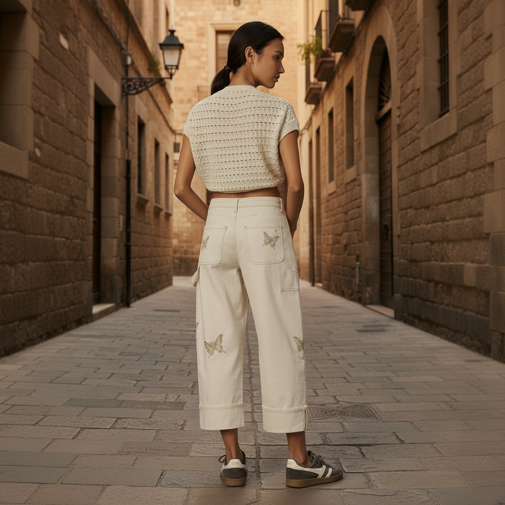 Mujer de espaldas con Gola Viper en el Gótico de Barcelona