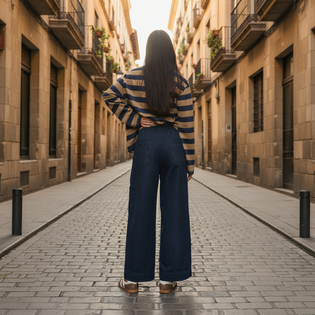 Modelo de espaldas en Barcelona formato 1:1