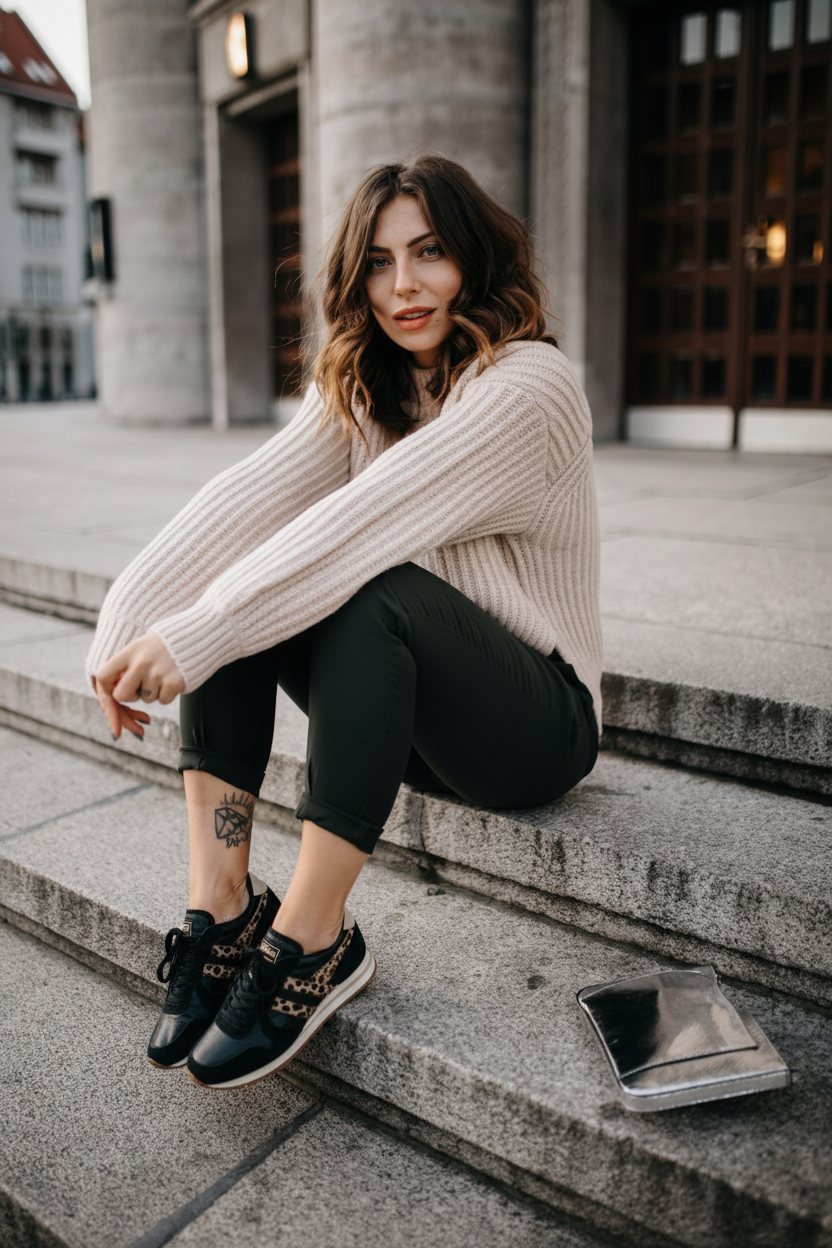 Modelo en escaleras con Gola Daytona Blaze II exactas