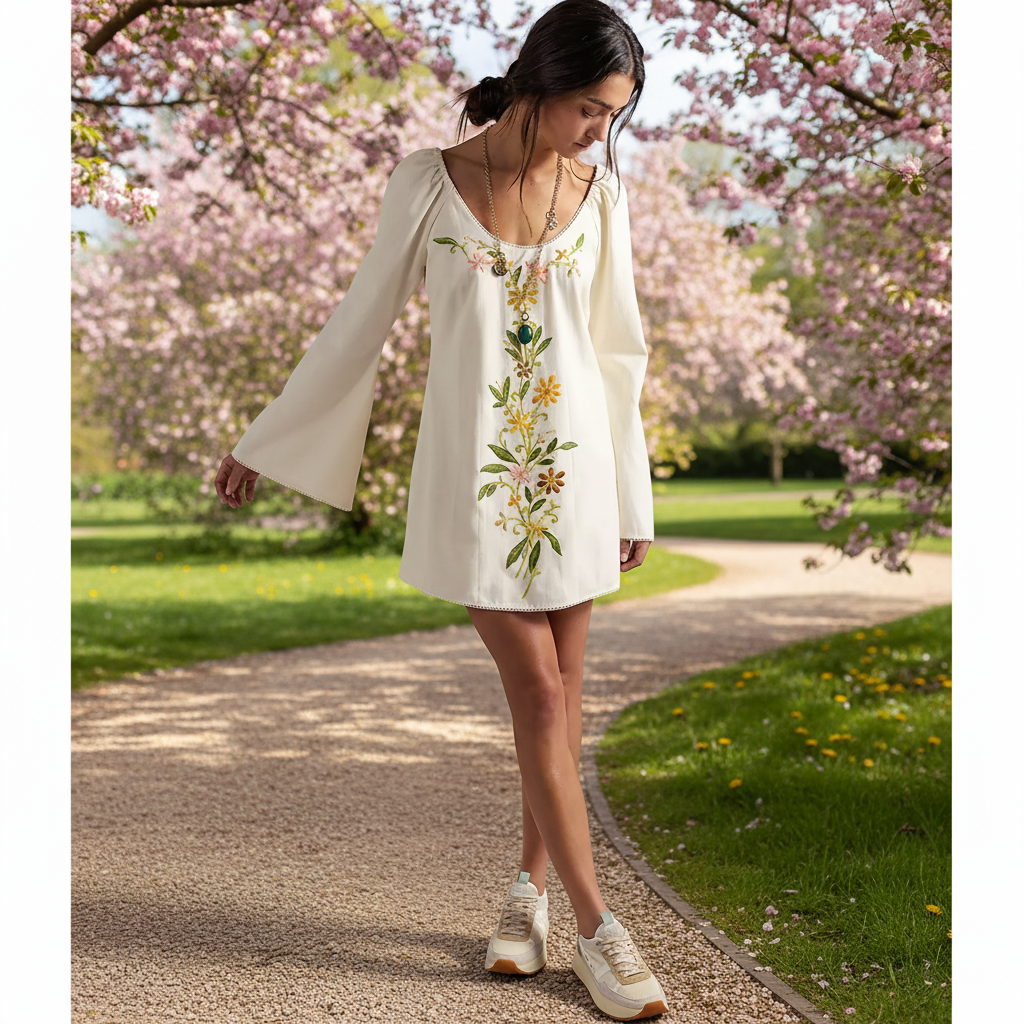 Modelo en parque primaveral