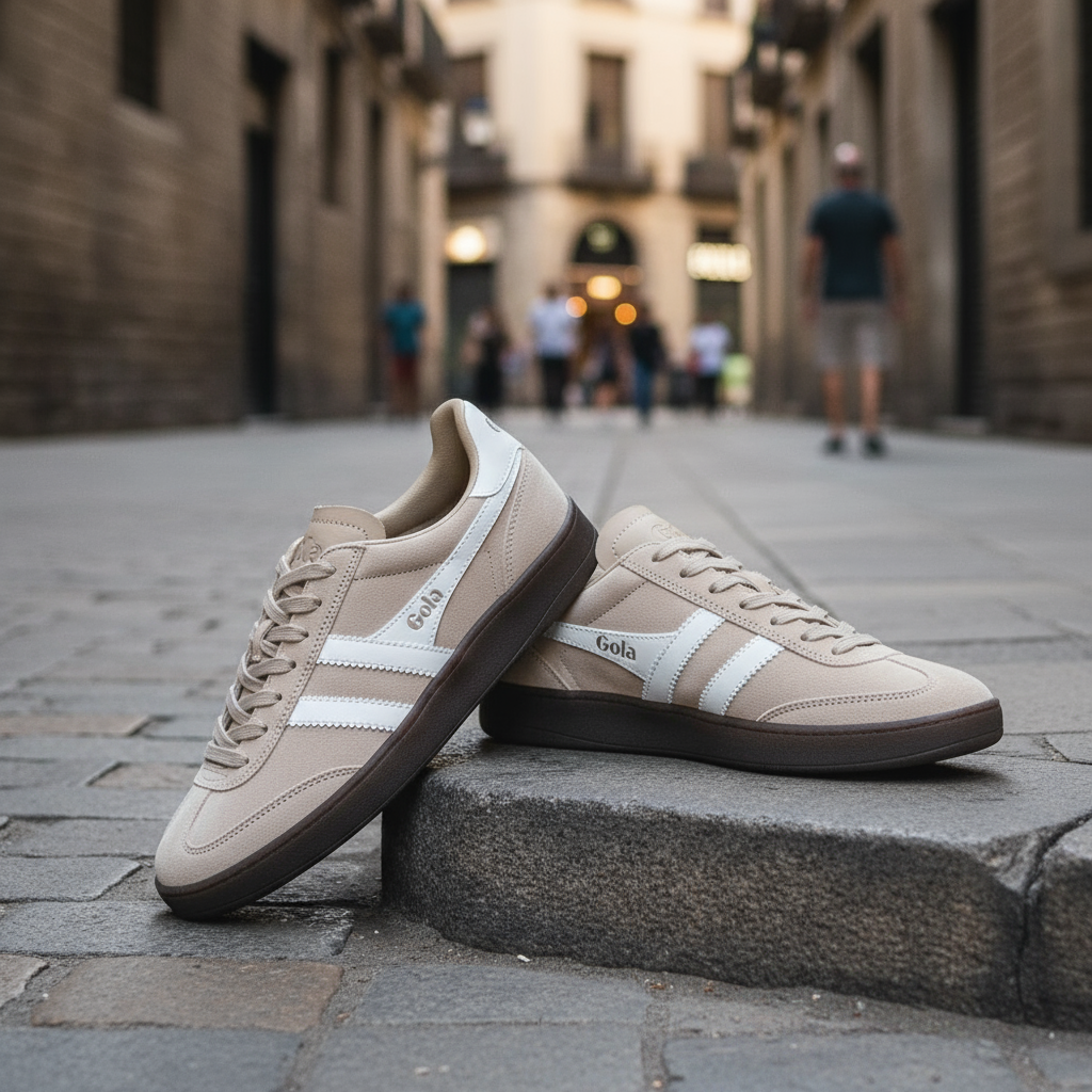 Zapatillas Gola Viper apoyadas en bordillo del Gótico