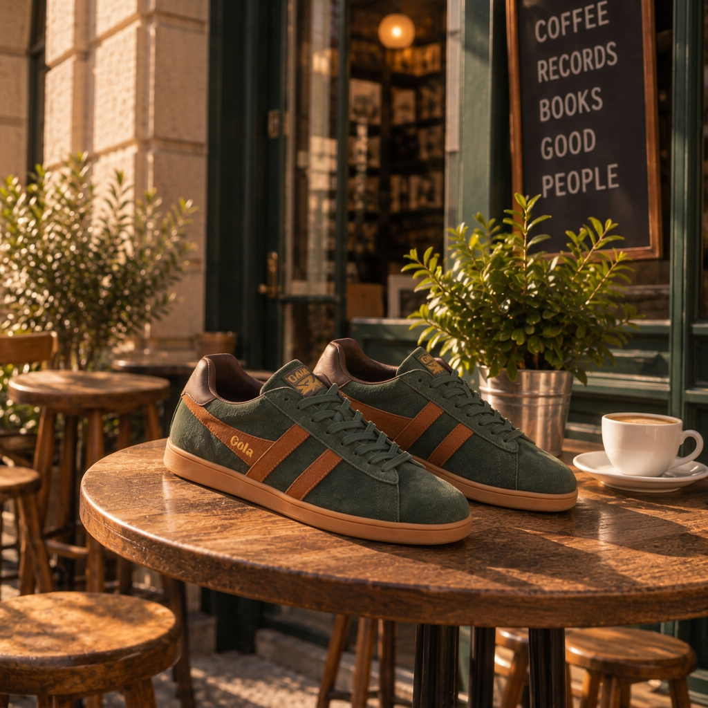 Zapatillas sobre la mesa en formato cuadrado